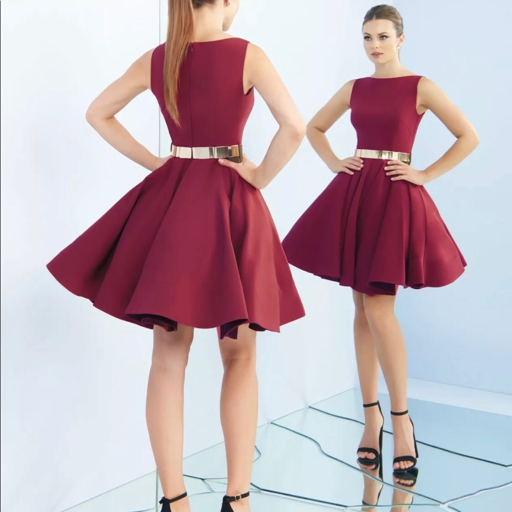 IEENA for Mac Duggal Wine Red Fit & Flare Cocktail Dress 8
